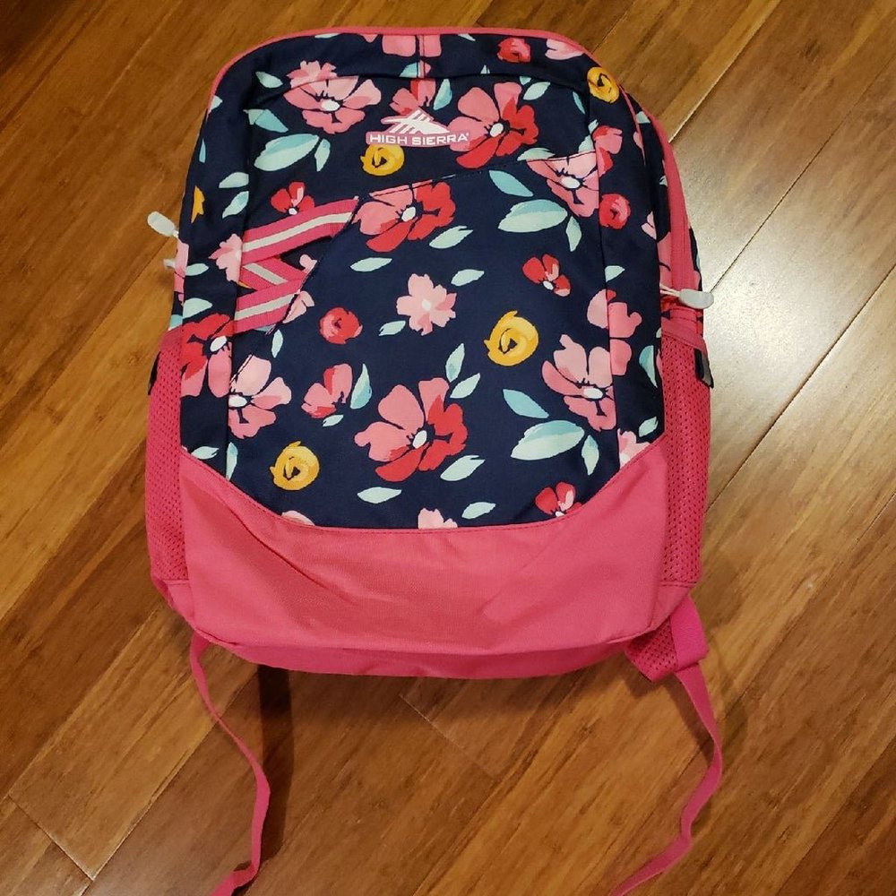 Pink and floral backpack